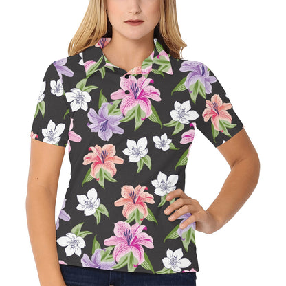 Lily Pattern Print Design LY02 Women's Polo Shirt