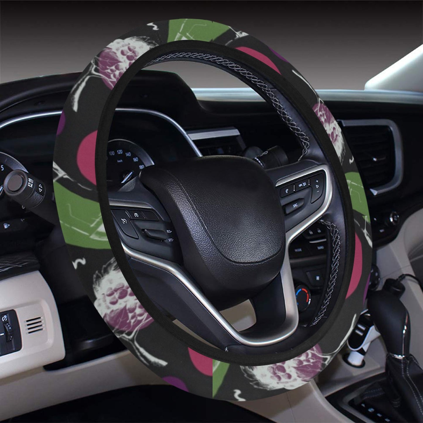 Wine Print Design LKS307 Steering Wheel Cover with Elastic Edge