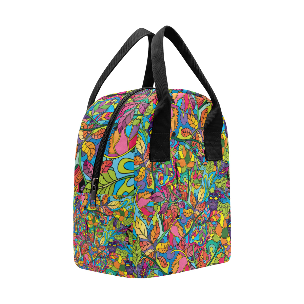 Psychedelic Trippy Flower Print Insulated Lunch Bag