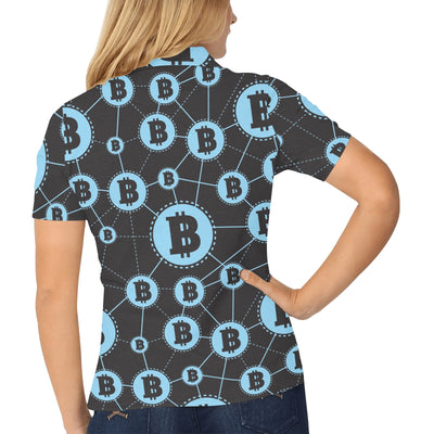 Cryptocurrency Pattern Print Design 02 Women's Polo Shirt