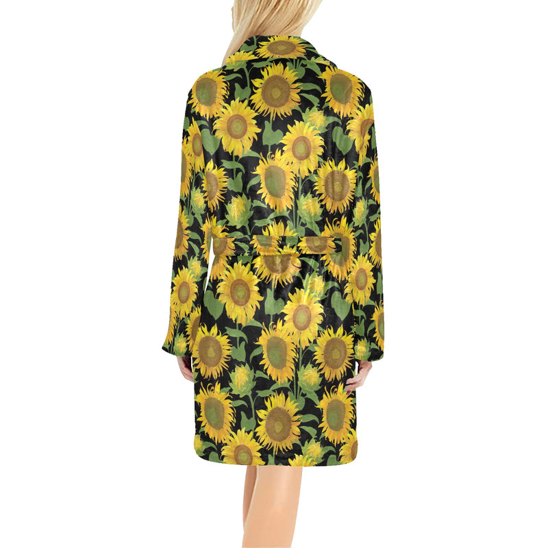 Sunflower Print Design LKS302 Women's Fleece Robe