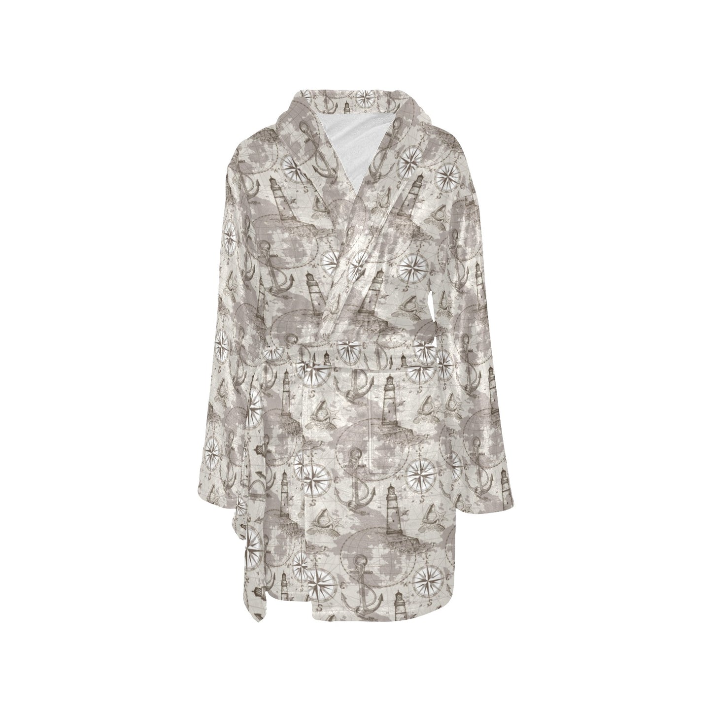 Nautical Map Design Themed Print Women's Fleece Robe