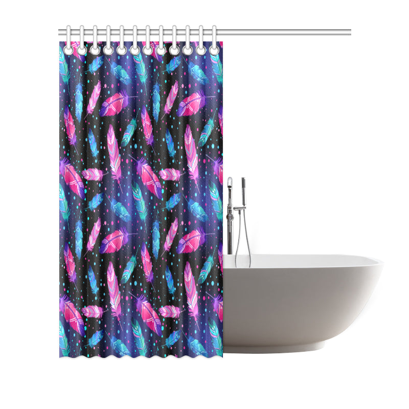 Feather Colorful Boho Design Print Shower Curtain