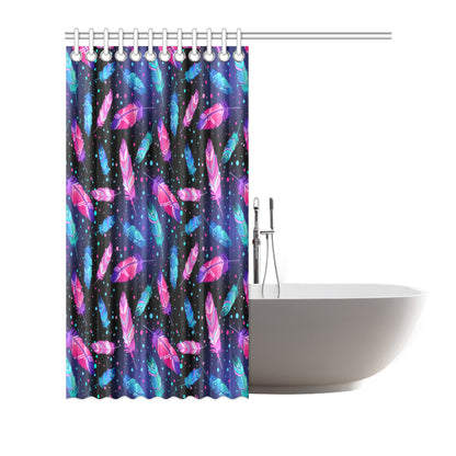 Feather Colorful Boho Design Print Shower Curtain