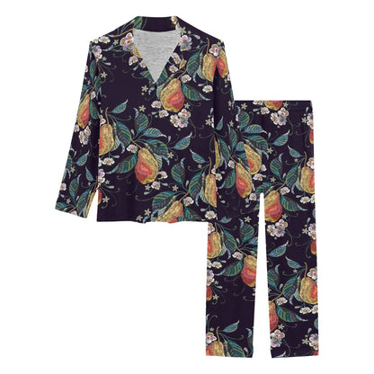 Pear Pattern Print Design PE02 Women's Long Pajama Set