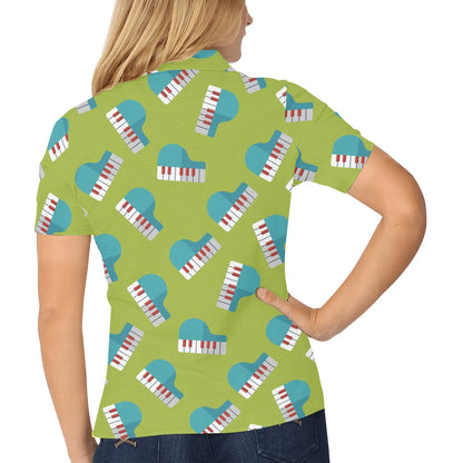 Piano Pattern Print Design 03 Women's Polo Shirt