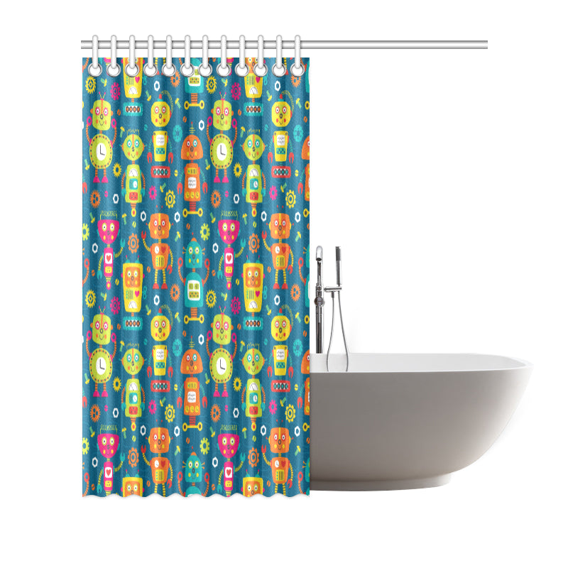 Robot Pattern Print Design A04 Shower Curtain
