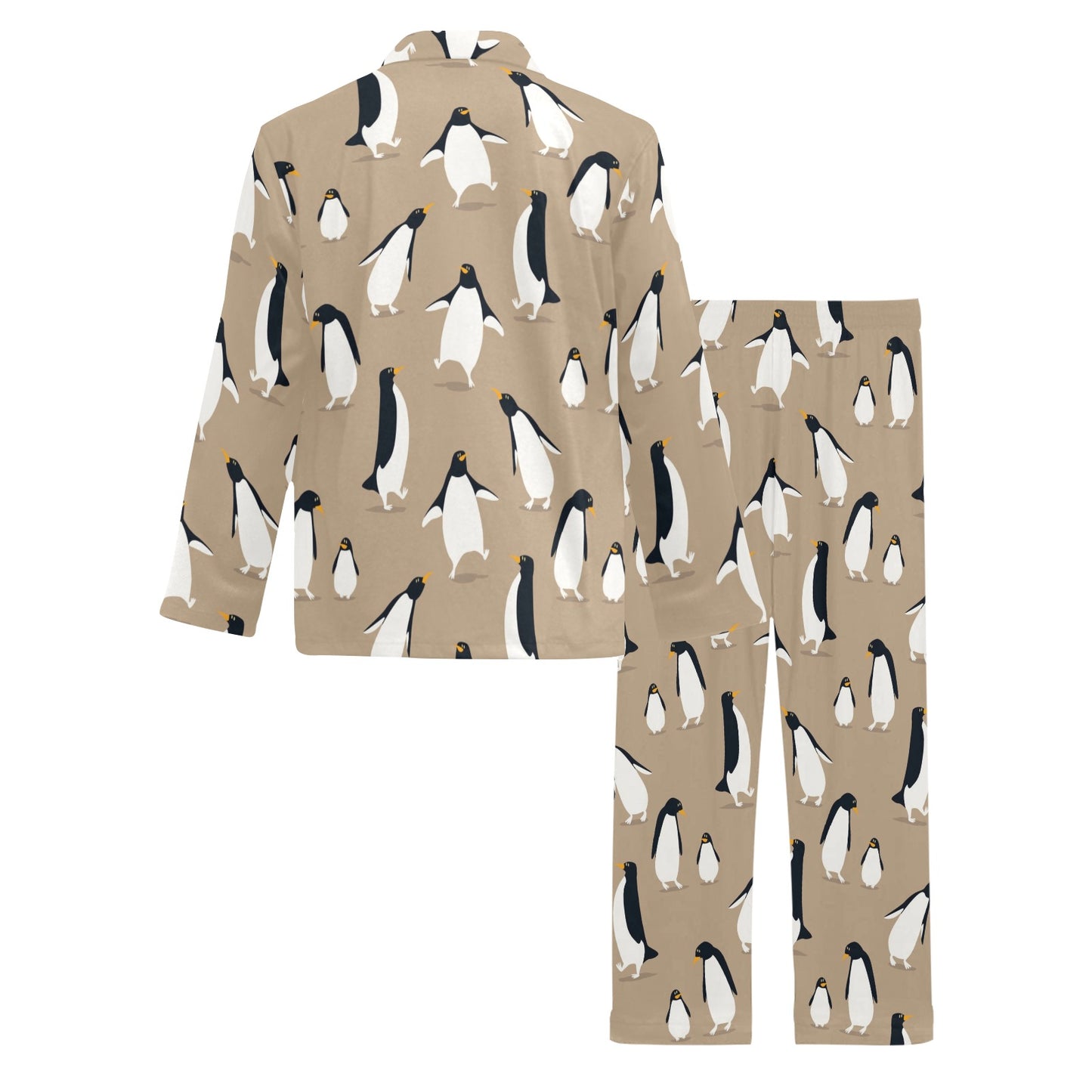 Penguin Pattern Print Design A01 Men's Long Pajama Set