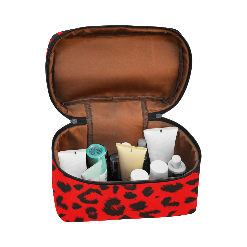 Leopard Red Skin Print Makeup Bag
