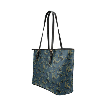 Koi Carp Gold Design Themed Print Leather Tote Bag