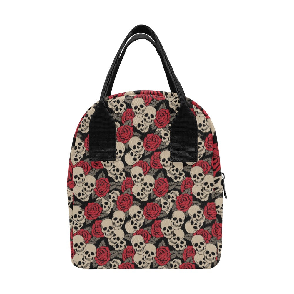 Skull And Roses Print Design LKS301 Insulated Lunch Bag
