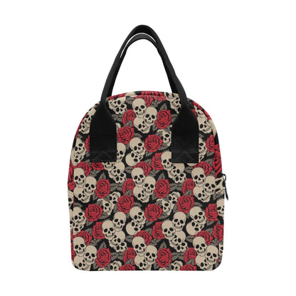 Skull And Roses Print Design LKS301 Insulated Lunch Bag