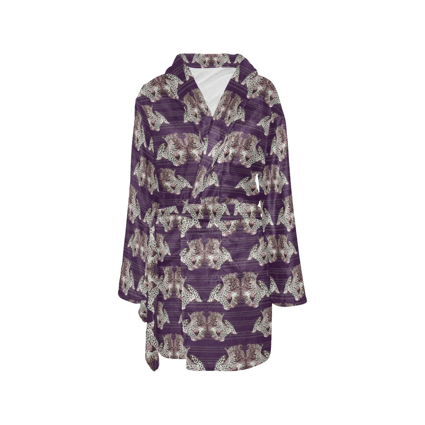 Leopard Pattern Print Design 01 Women's Fleece Robe
