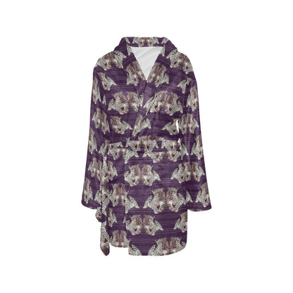 Leopard Pattern Print Design 01 Women's Fleece Robe