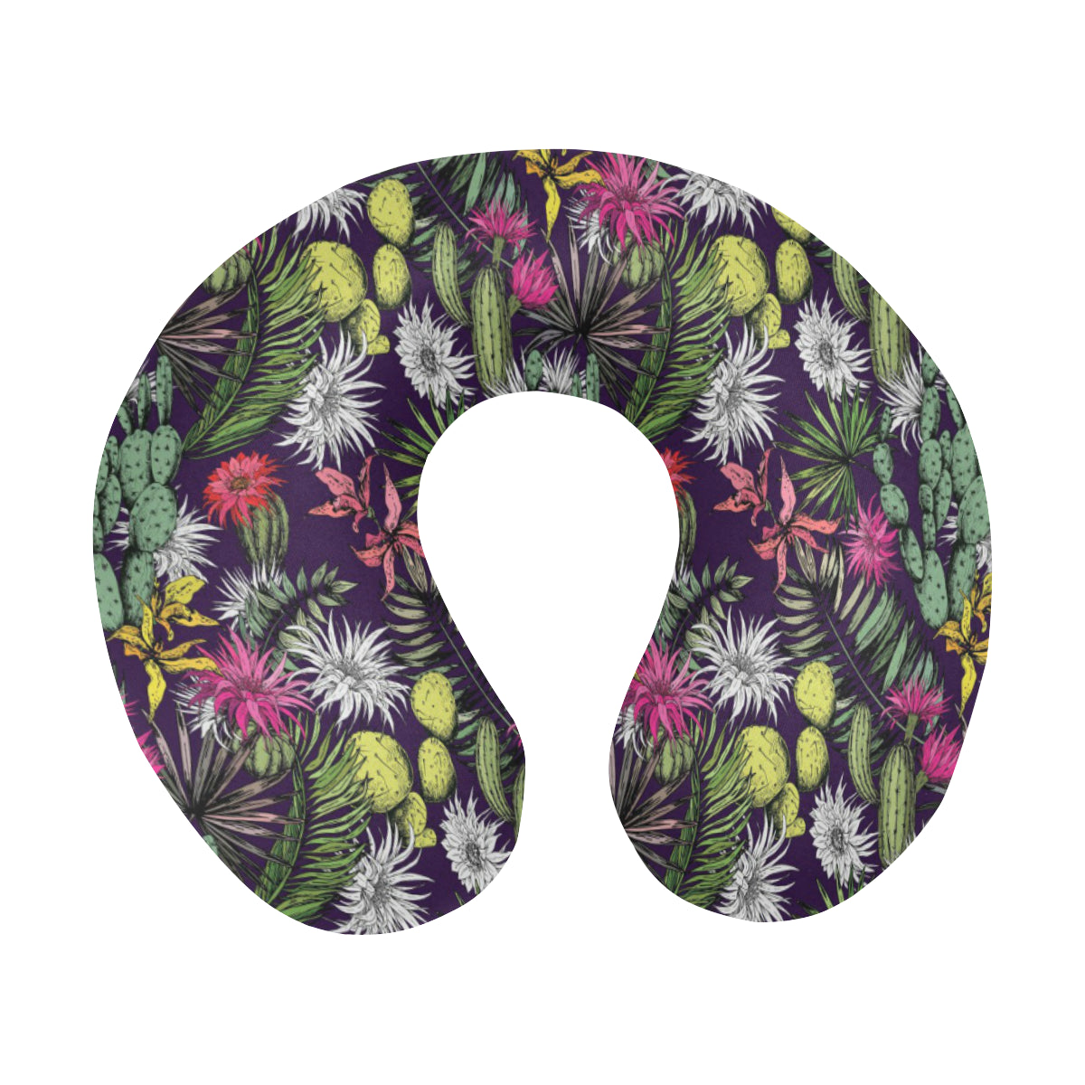 Cactus Pattern Print Design 08 U-Shaped Travel Neck Pillow