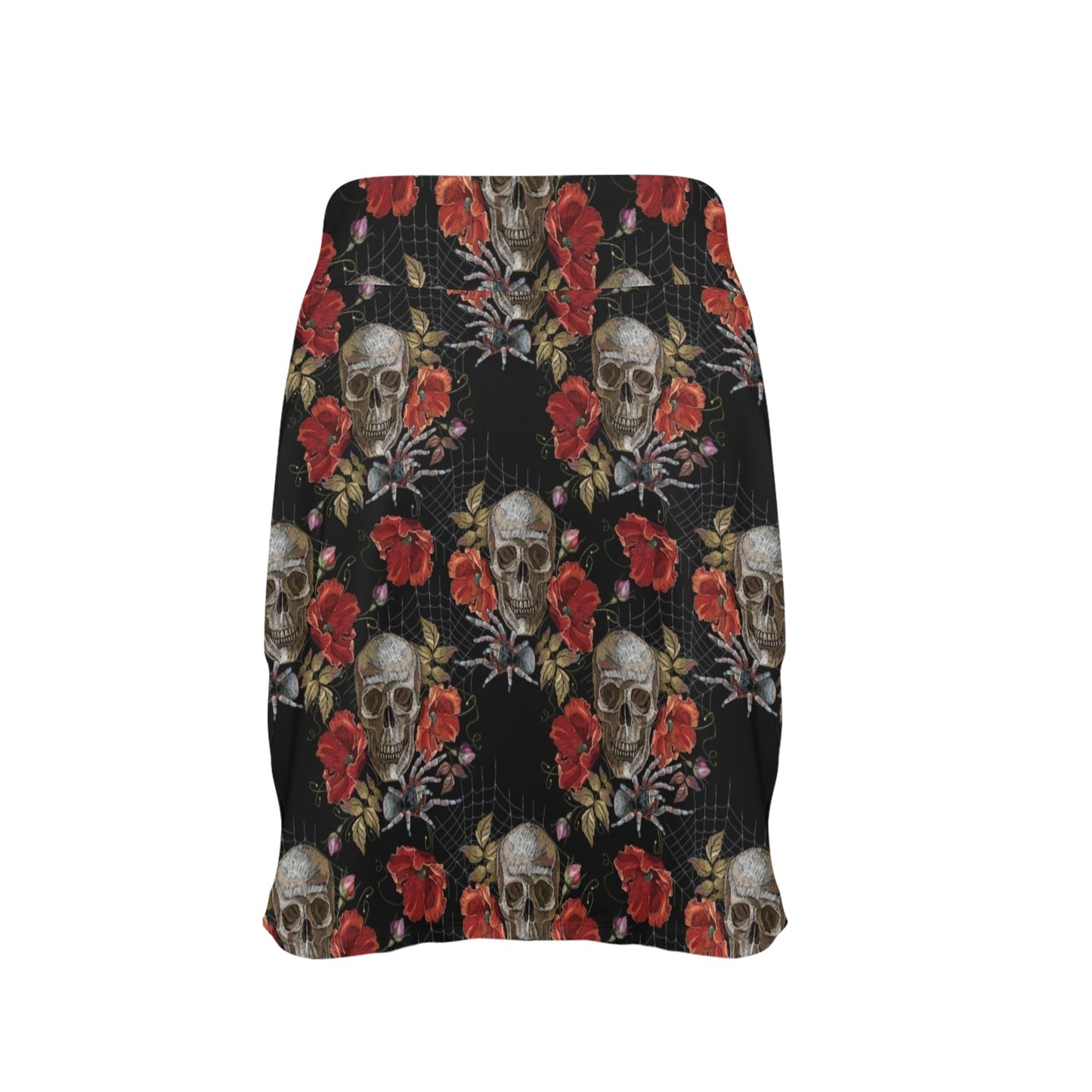 Spider Web Skull Rose Print Design LKS305 17" Golf & Pickleball Skort with Pockets