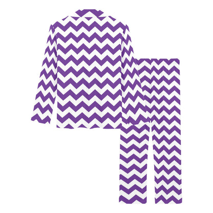 Chevron Purple Pattern Print Design 03 Women's Long Pajama Set