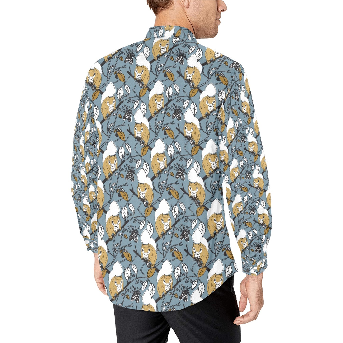 Squirrel Print Design LKS305 Men's Long Sleeve Dress Shirt