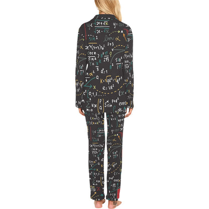 Math Pattern Print Design 04 Women's Long Pajama Set