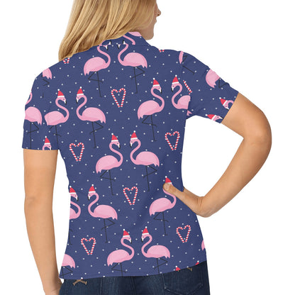 Flamingo Christmas Women's Polo Shirt