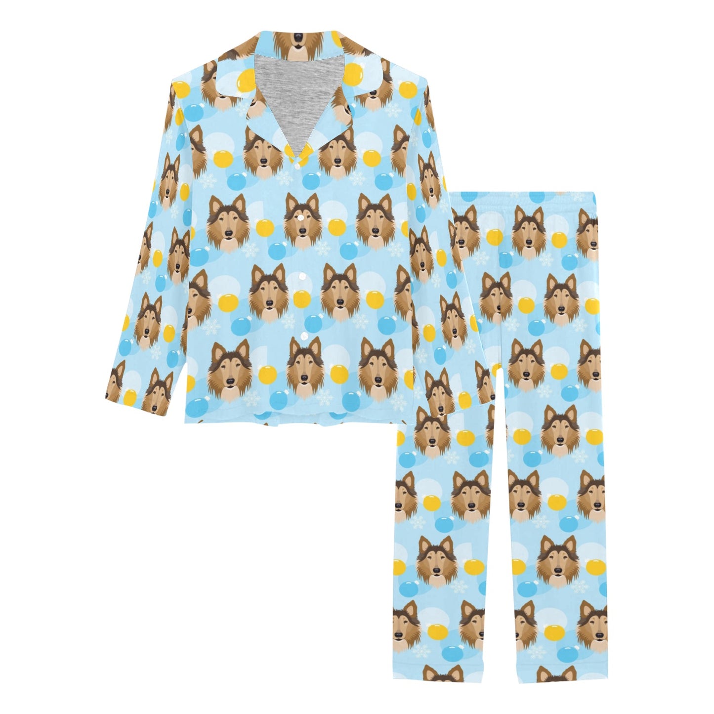 Collies Pattern Print Design 02 Women's Long Pajama Set
