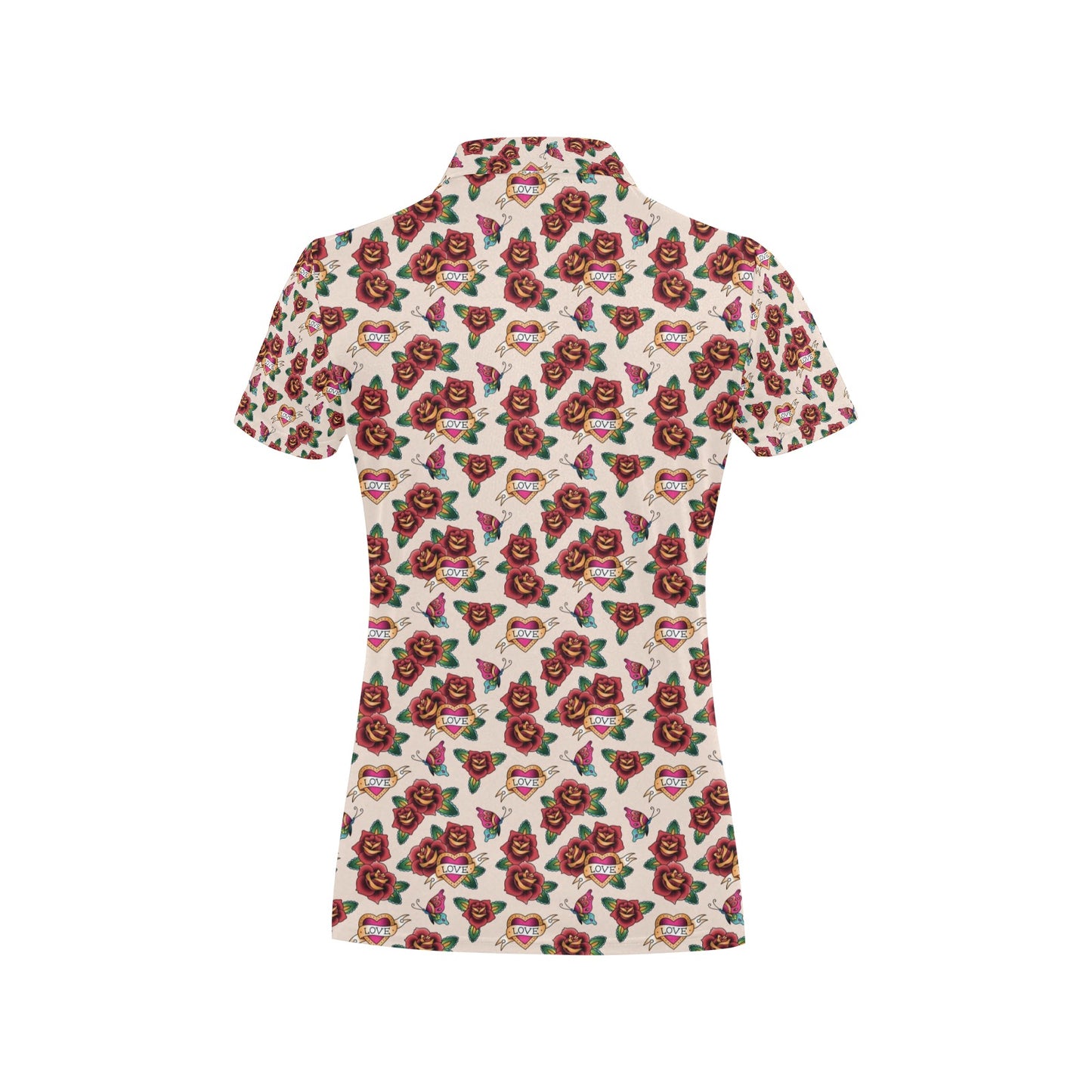 Old School Tattoo Rose Pattern Women's Polo Shirt