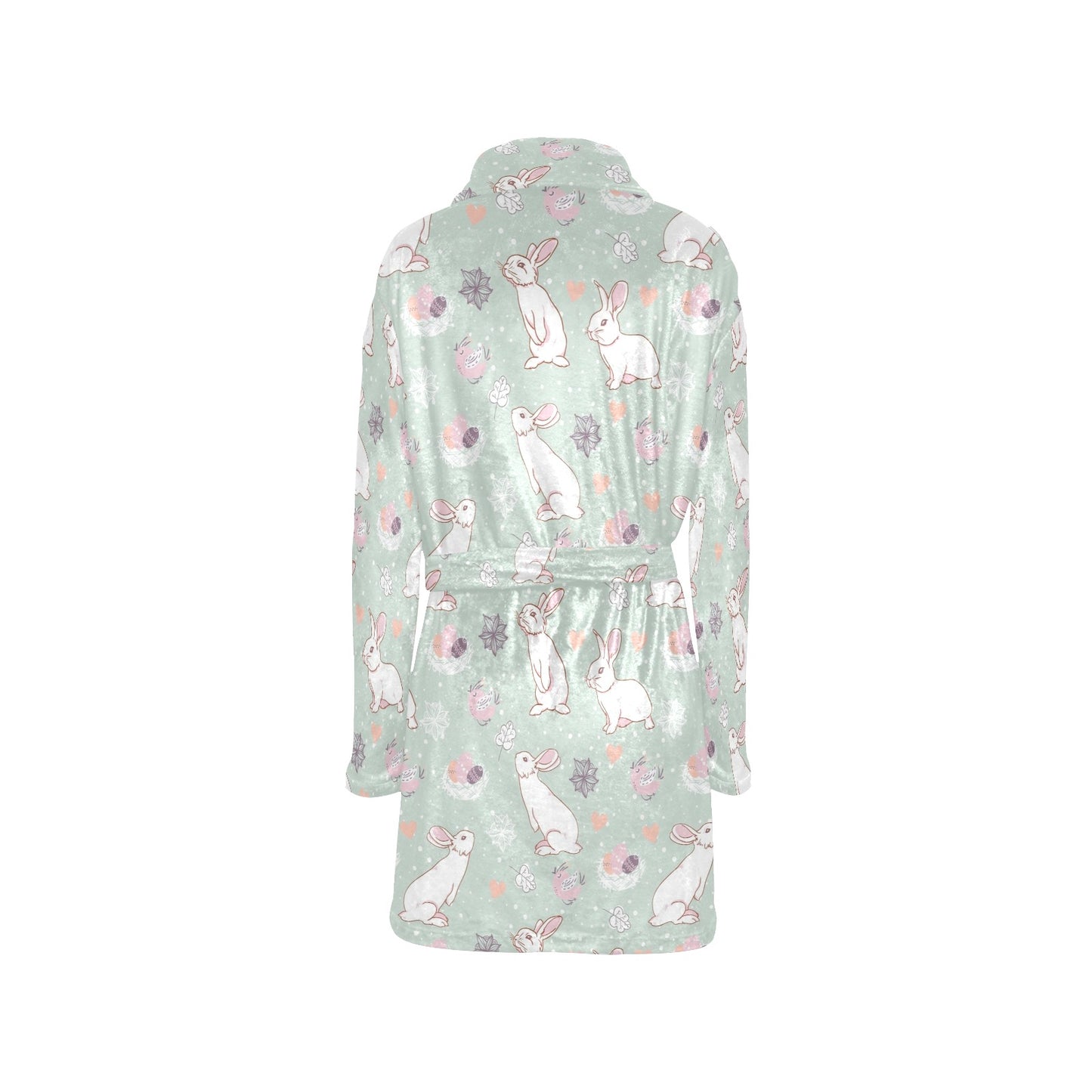 Rabbit Pattern Print Design RB011 Women's Fleece Robe
