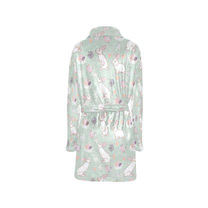 Rabbit Pattern Print Design RB011 Women's Fleece Robe