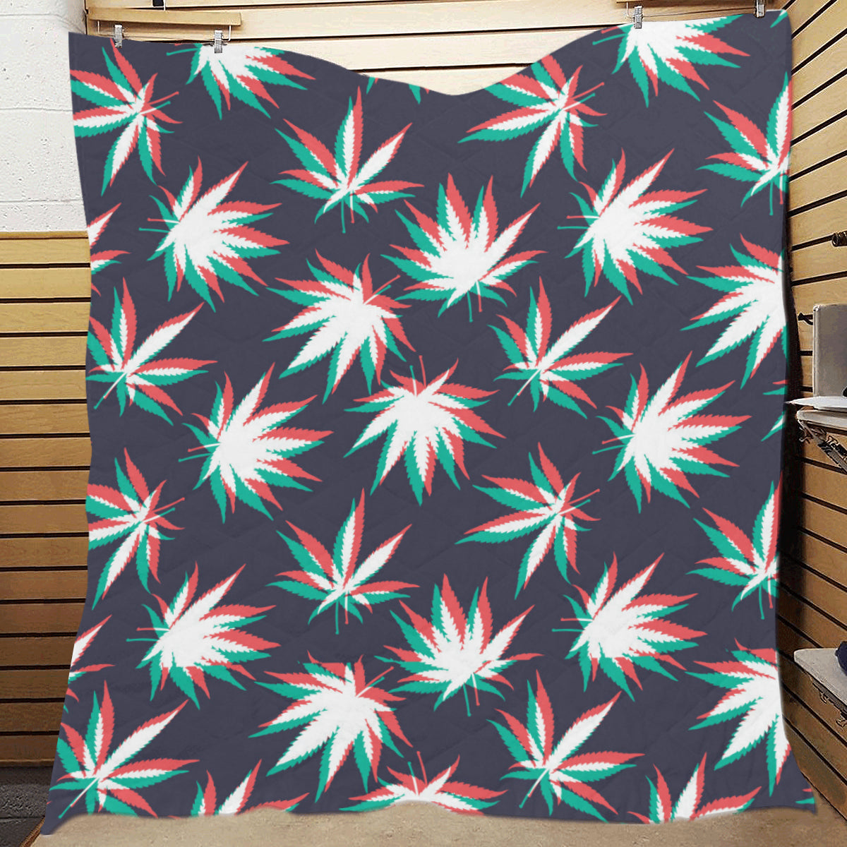 Pot Leaf Pattern Print Design A01 Premium Quilt