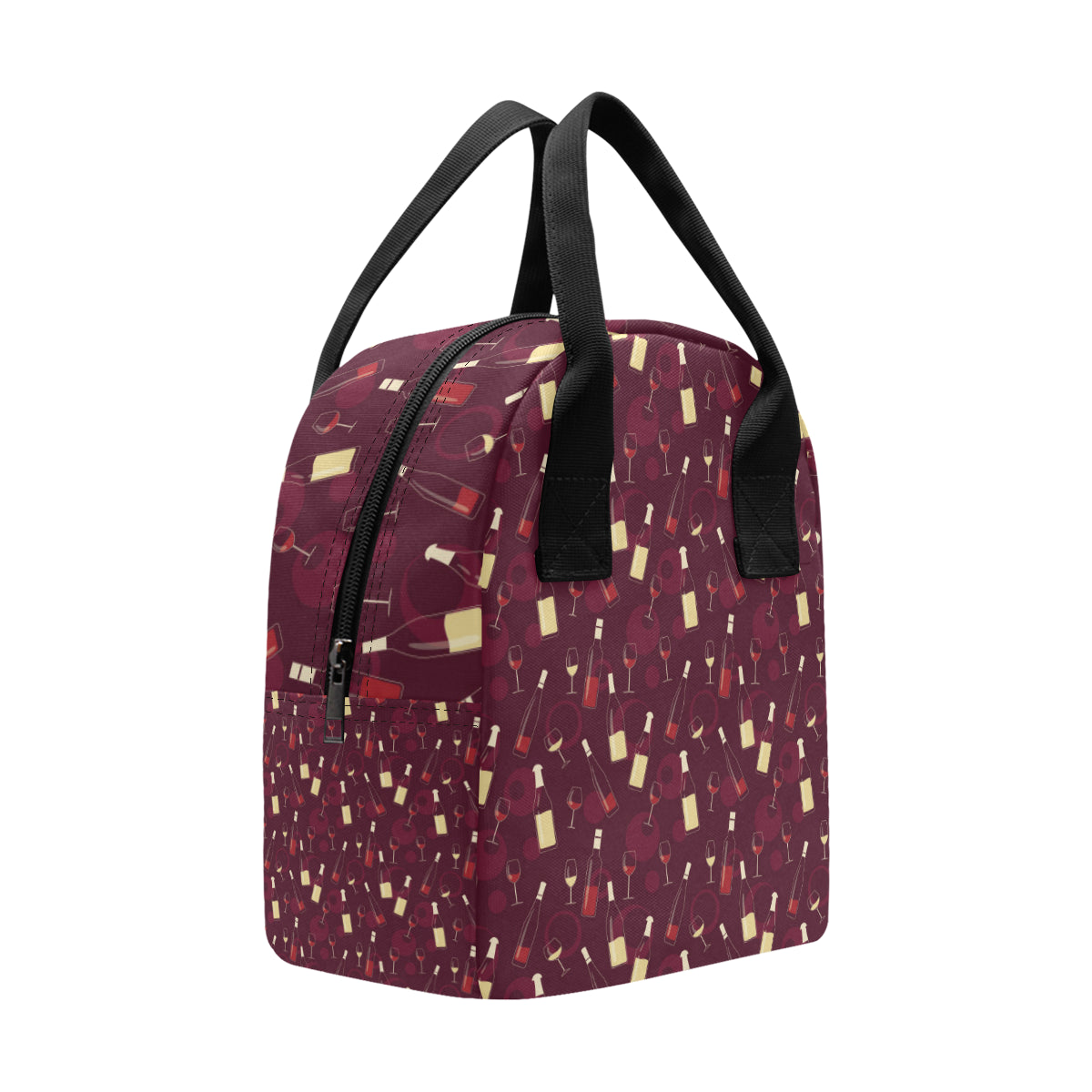 Wine Themed Pattern Print Insulated Lunch Bag