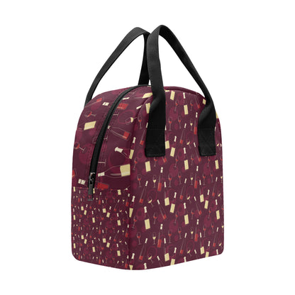 Wine Themed Pattern Print Insulated Lunch Bag