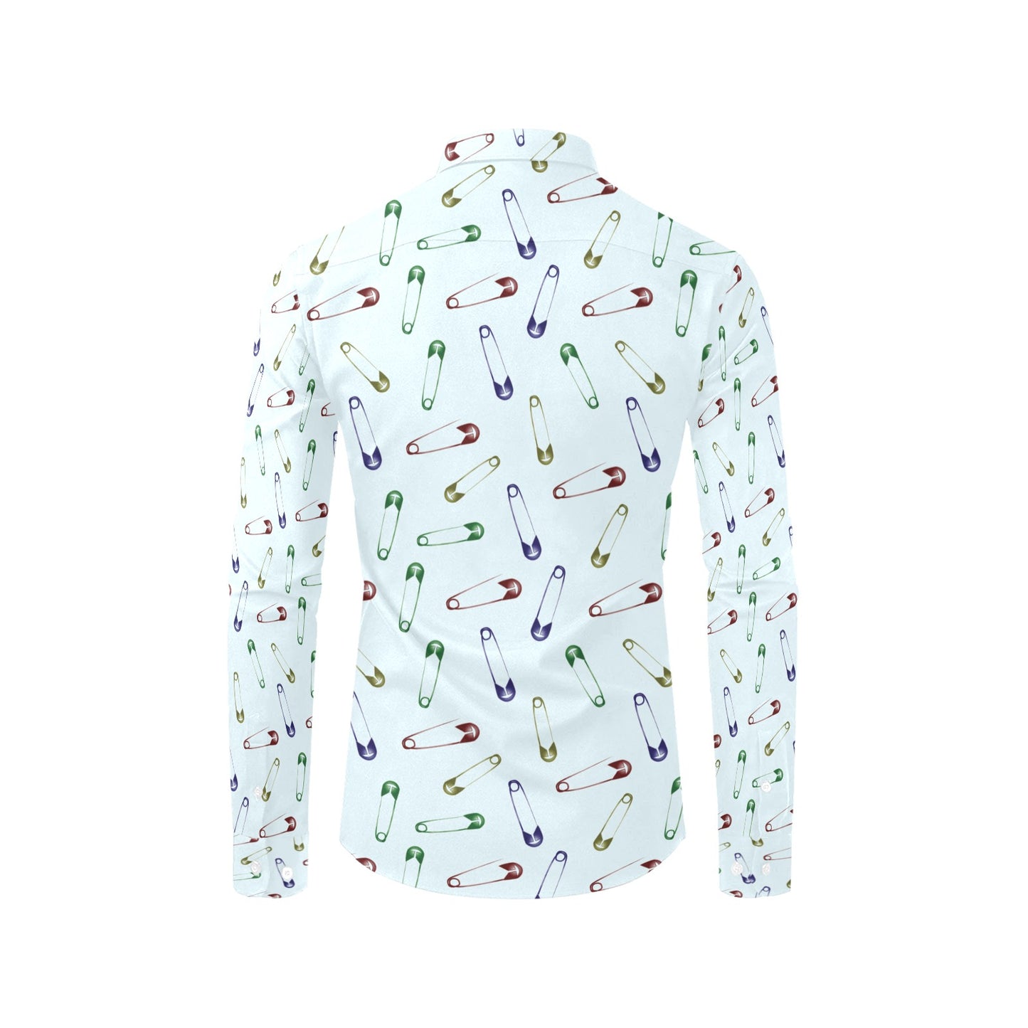 Safety Pin Print Design LKS303 Men's Long Sleeve Dress Shirt