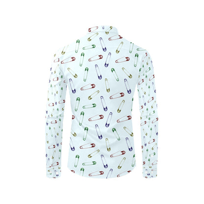 Safety Pin Print Design LKS303 Men's Long Sleeve Dress Shirt