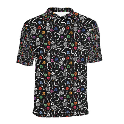 Skeleton Print Design LKS307 Men Polo Shirt