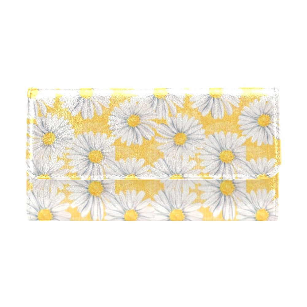 Daisy Yellow Watercolor Print Pattern Women's Trifold Wallet