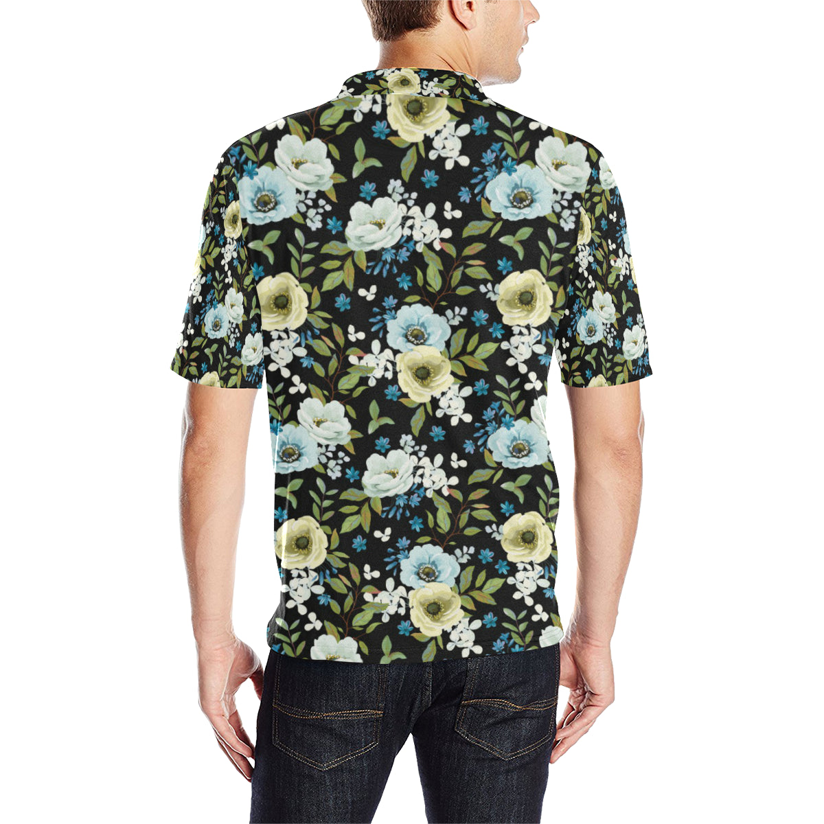 Anemone Pattern Print Design AM03 Men Polo Shirt