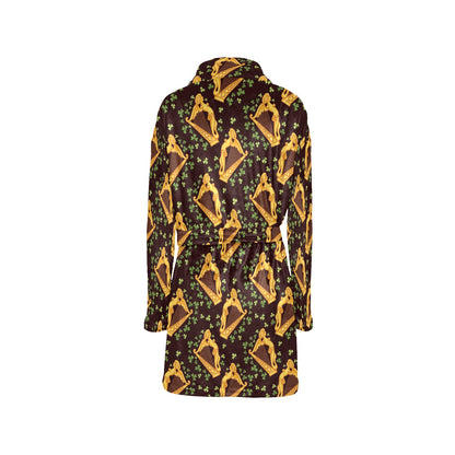 Harp Pattern Print Design 02 Women's Fleece Robe