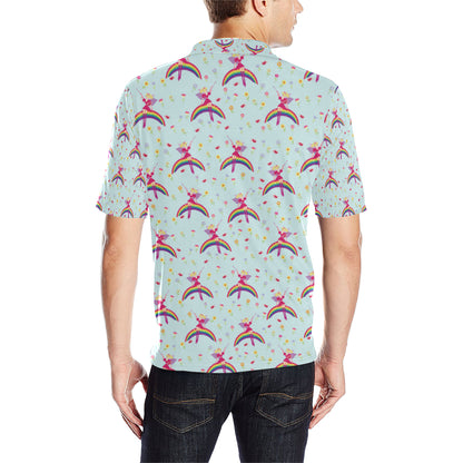 Fairy with Rainbow Print Pattern Men Polo Shirt