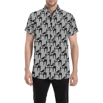Piano Print Design LKS404 Men Short Sleeve Button Up Shirt