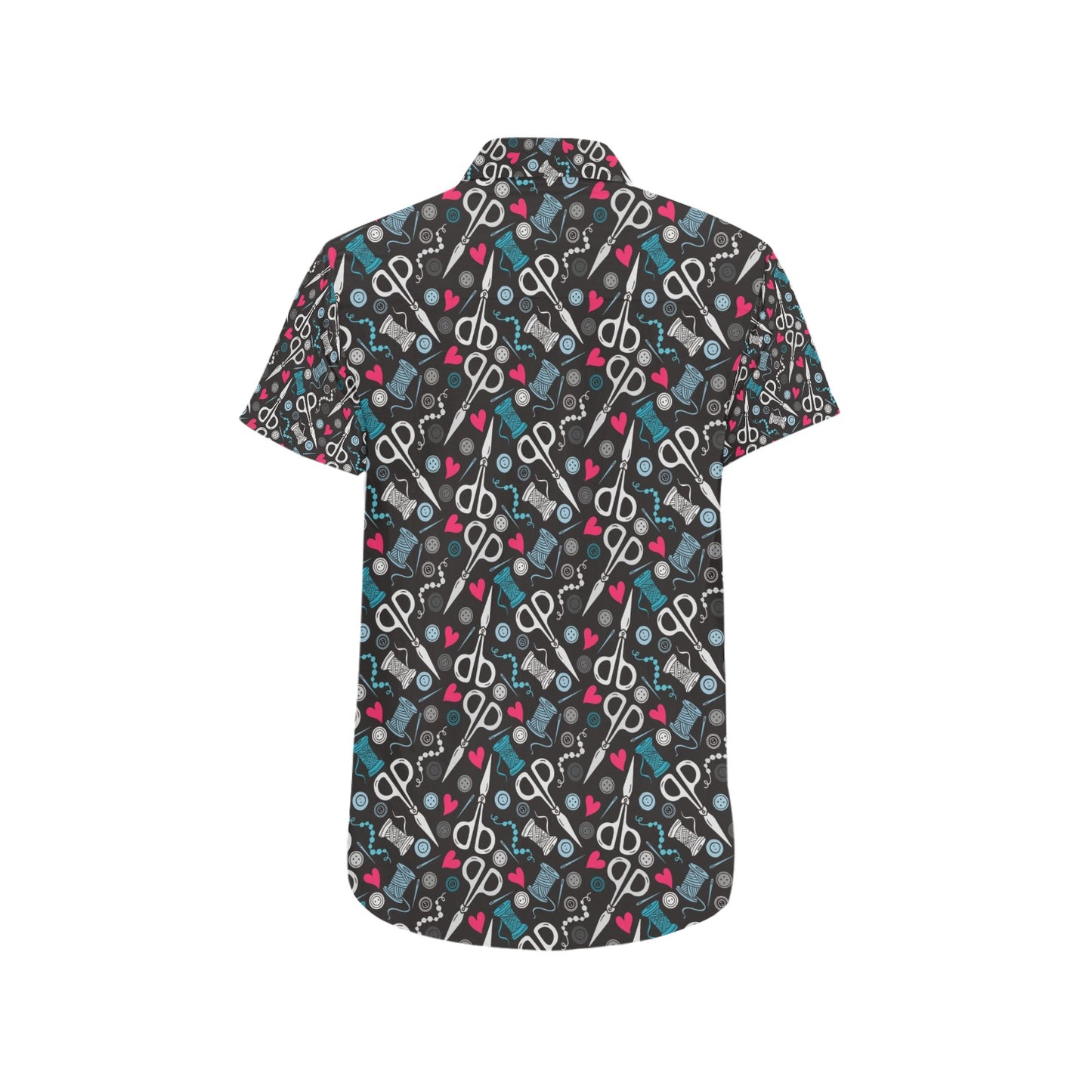 Sewing Equipment Print Design LKS305 Men Short Sleeve Button Up Shirt