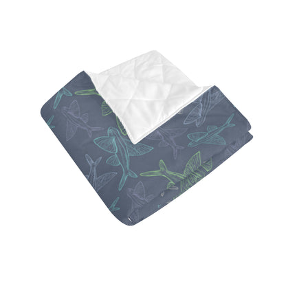 Flying Fish Pattern Print Design 02 Premium Quilt