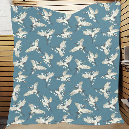 Crane Pattern Print Design 02 Premium Quilt