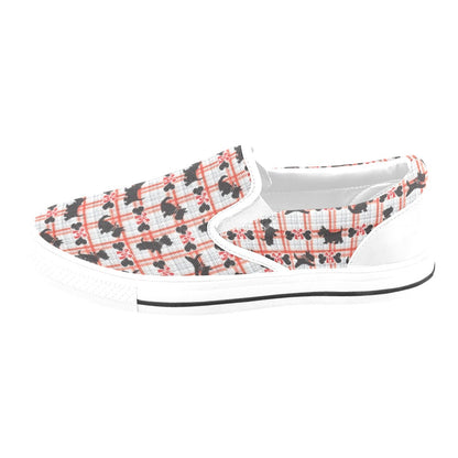 Scottish Terriers Print Design LKS3014 White Slip Ons Canvas Women's Shoes