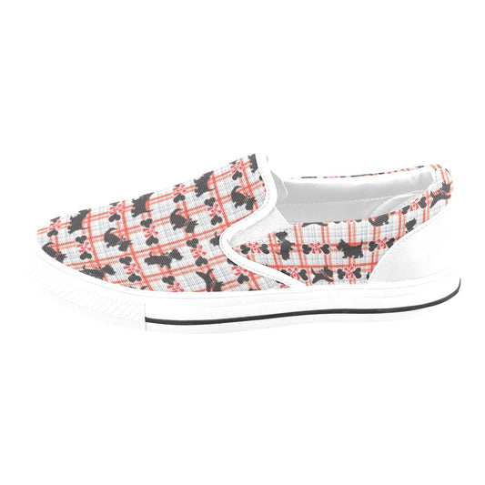 Scottish Terriers Print Design LKS3014 White Slip Ons Canvas Women's Shoes