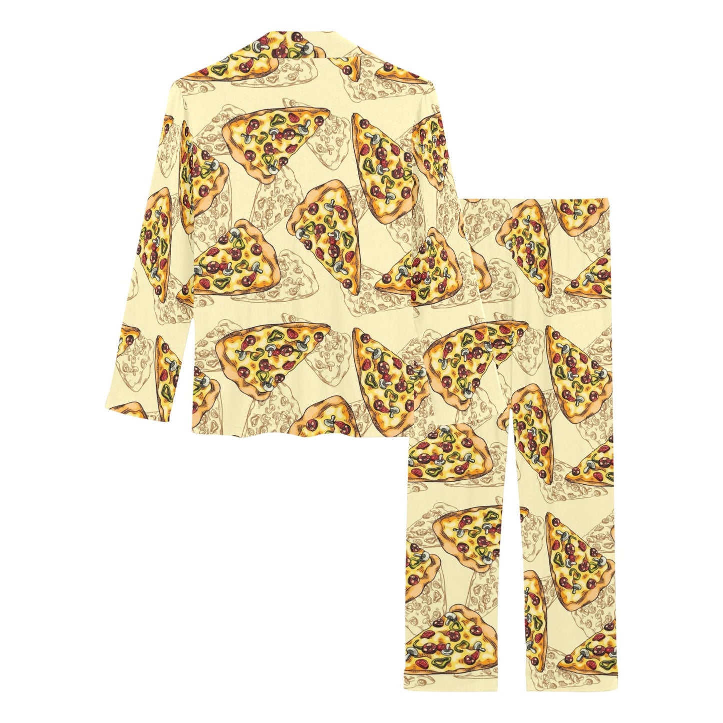 Pizza Pattern Print Design A01 Women's Long Pajama Set