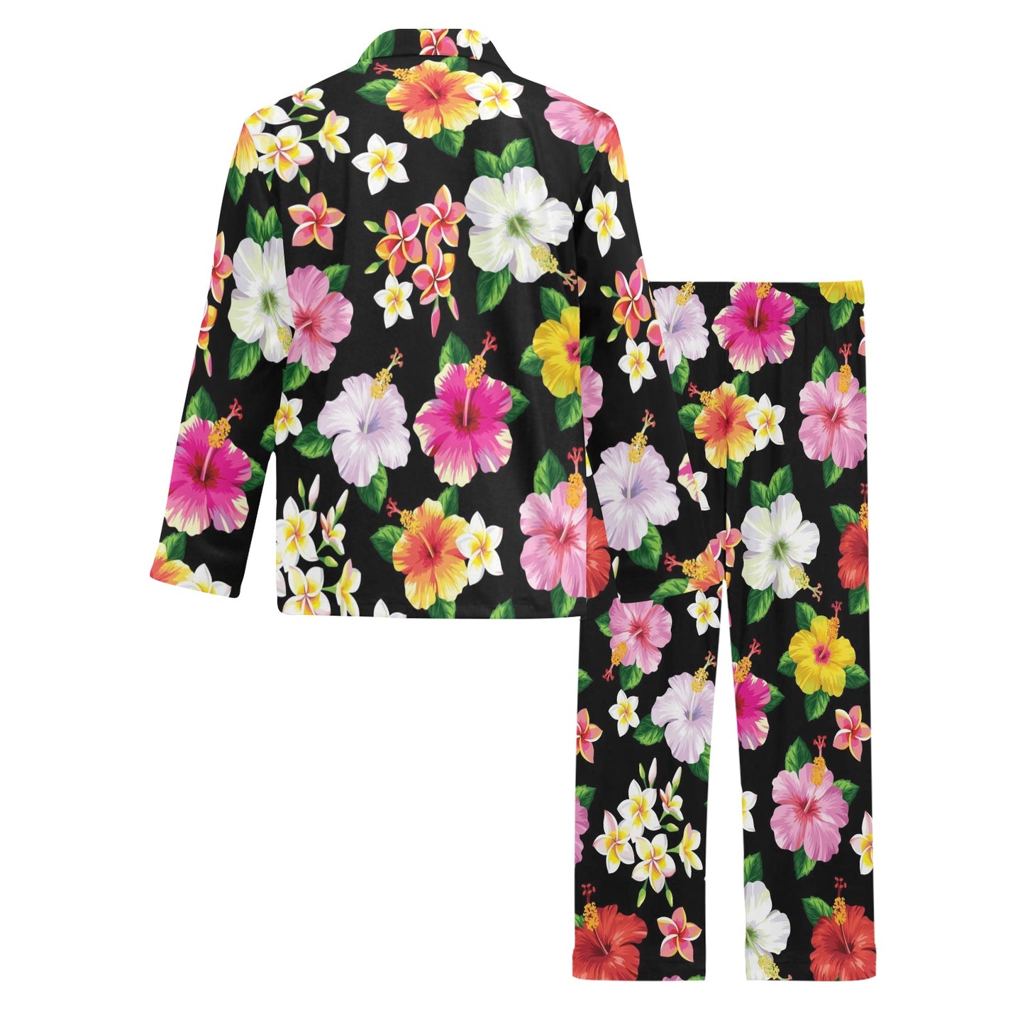 Hibiscus Pattern Print Design HB025 Men's Long Pajama Set
