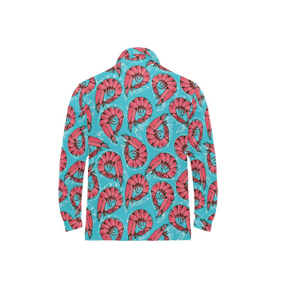 Prawn Pattern Print Design 01 Long Sleeve Polo Shirt For Men's