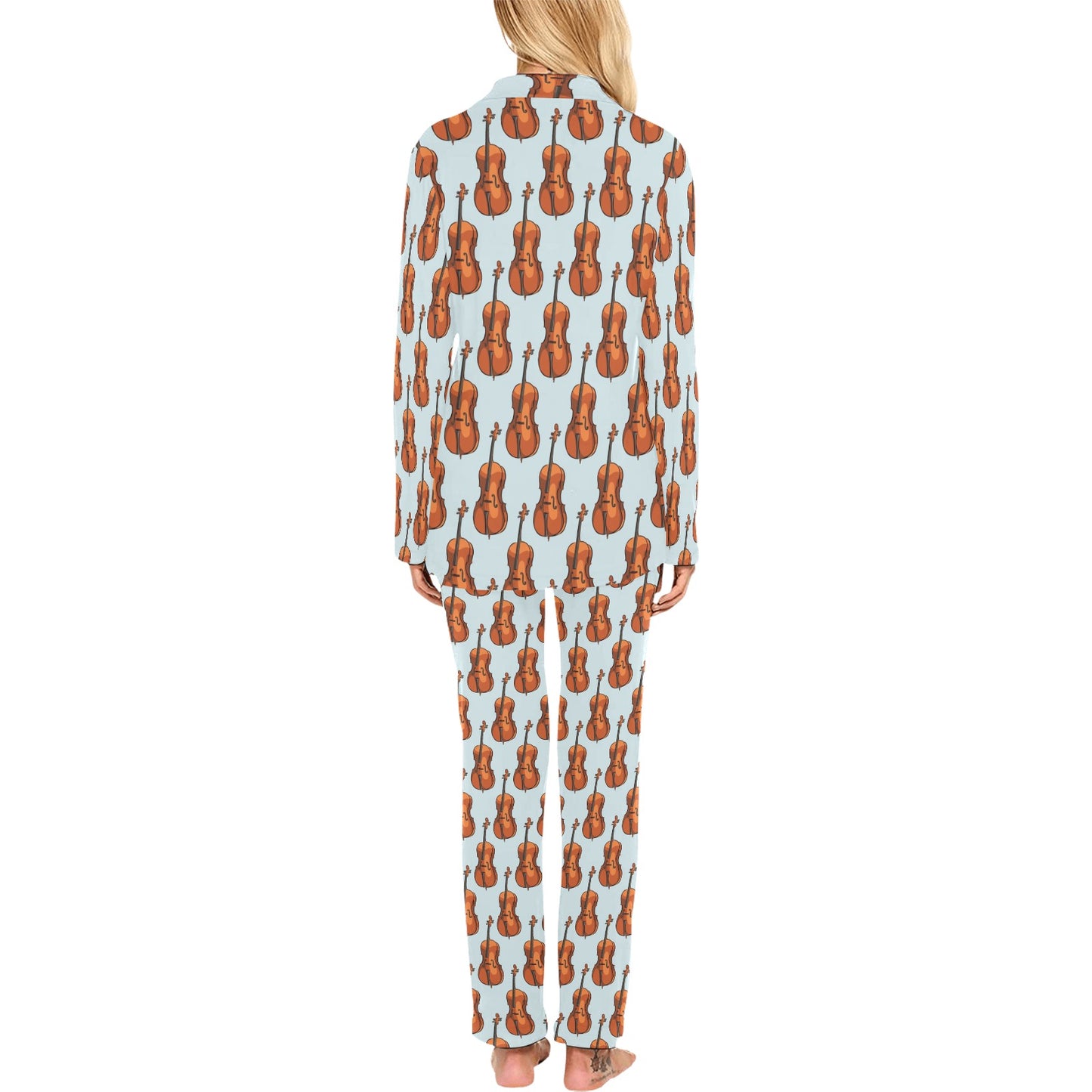 Violin Print Design LKS406 Women's Long Pajama Set