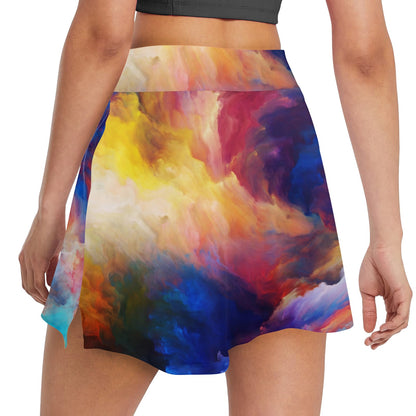 Vortex Twist Swirl Water Color Design 17" Golf & Pickleball Skort with Pockets