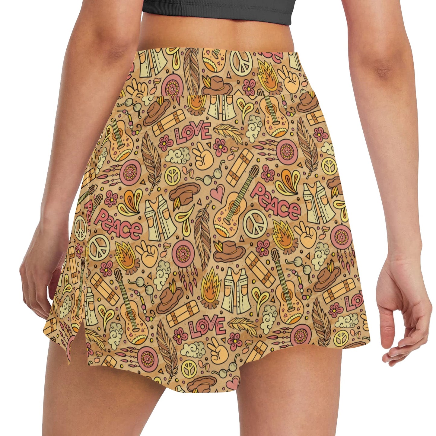 Hippie Print Design LKS305 Women's Golf Skirt with Pocket